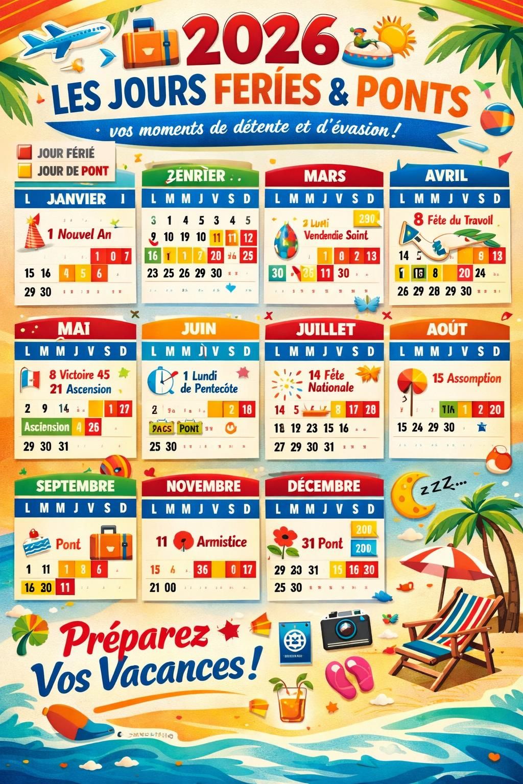 découvrez comment optimiser vos jours fériés en 2026 grâce à notre calendrier pratique pour partir en vacances plus souvent et profiter pleinement de votre temps libre.
